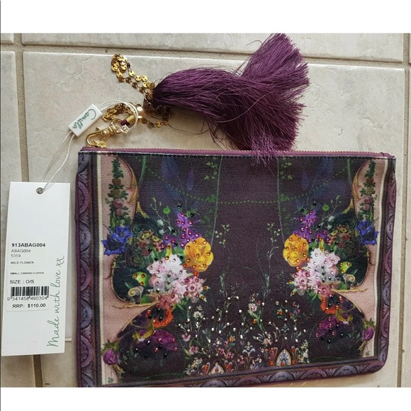 CAMILLA *Wildflower* small canvas clutch bag pouch - Picture 2 of 3